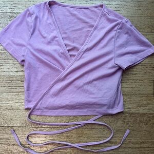 SHEIN Light Pink Wrap Crop Top